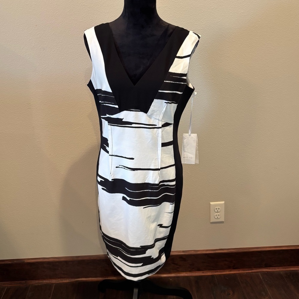 NWT Iris Setlakwe Ottoman Striped Dress, size10, Abstract Print Modern Classic